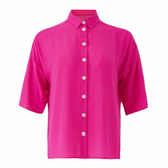 Amanda Uprichard Hot Pink Calton Button-down Top - Picture 5 of 10